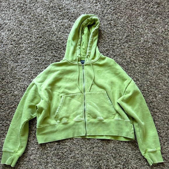Green Ninth Hall Zumiez zip up cropped hoodie size small - Picture 1 of 3